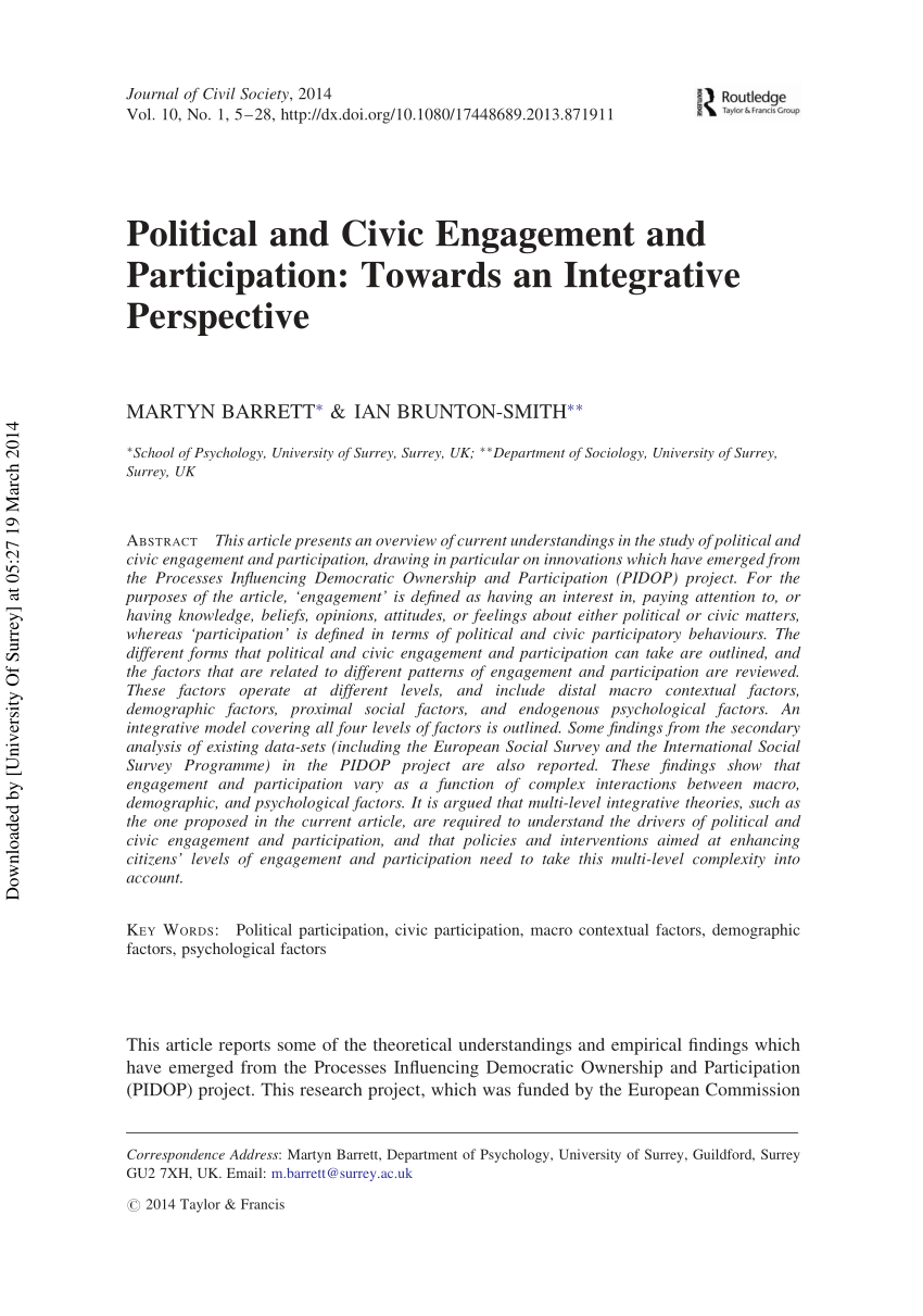 civic engagement research paper sample