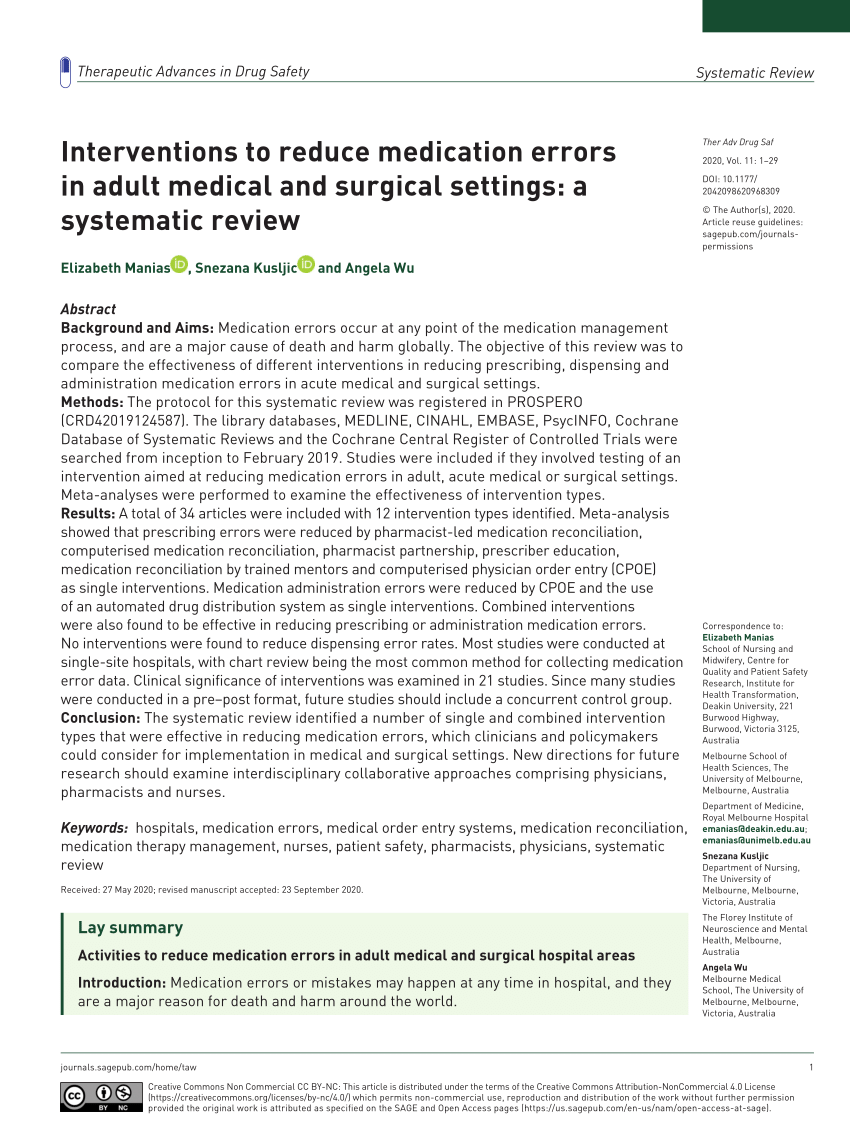 A Randomized Controlled Trial on the Effect of a Double Check on the  Detection of Medication Errors - ScienceDirect