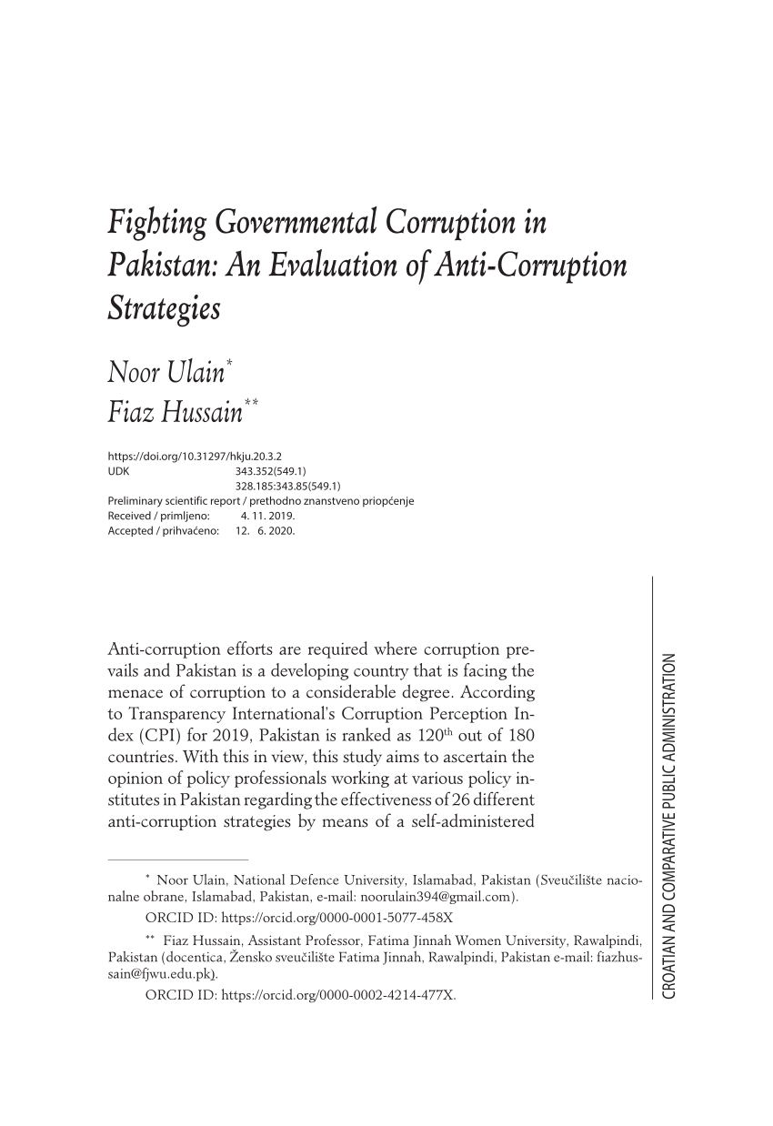 research paper on corruption in pakistan
