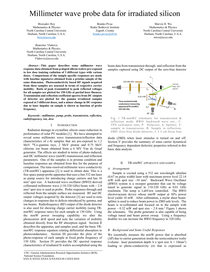 Pdf Millimeter Wave Probe Data For Irradiated Silicon