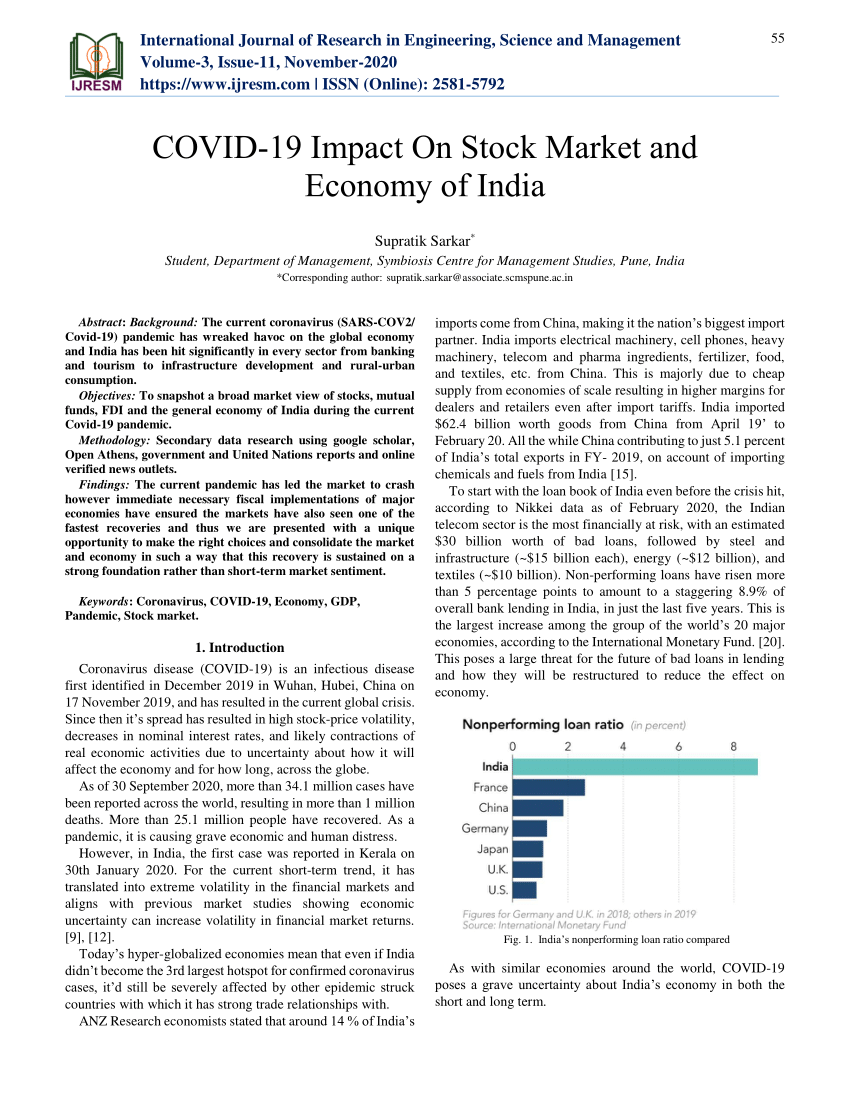 (PDF) COVID19 Impact On Stock Market and Economy of India