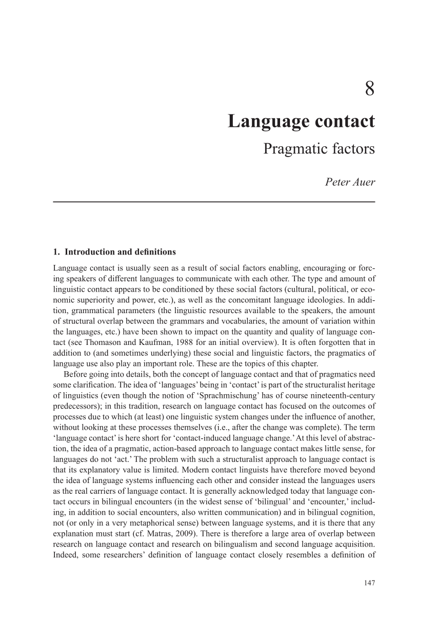 research papers on language contact