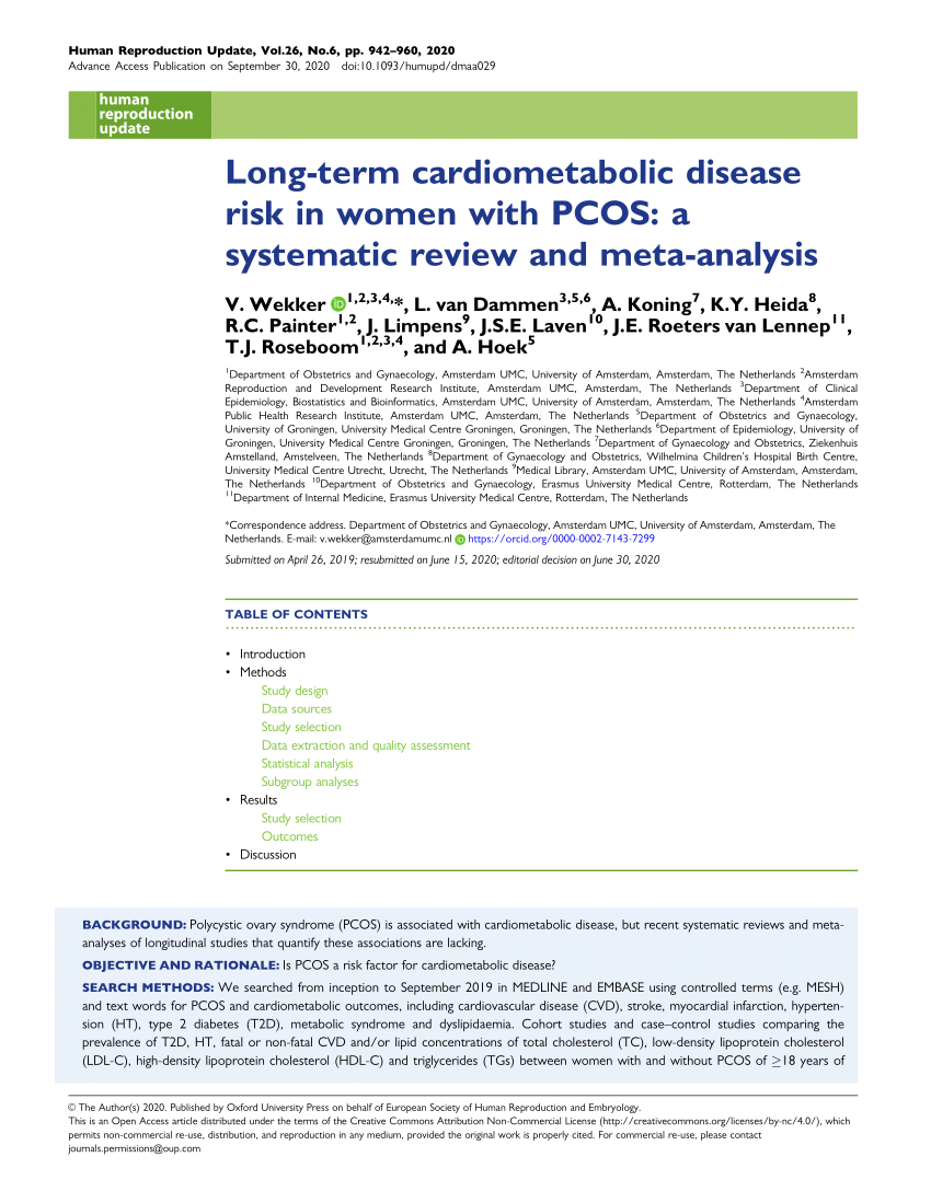 Pdf Long Term Cardiometabolic Disease Risk In Women With Pcos A Systematic Review And Meta Analysis