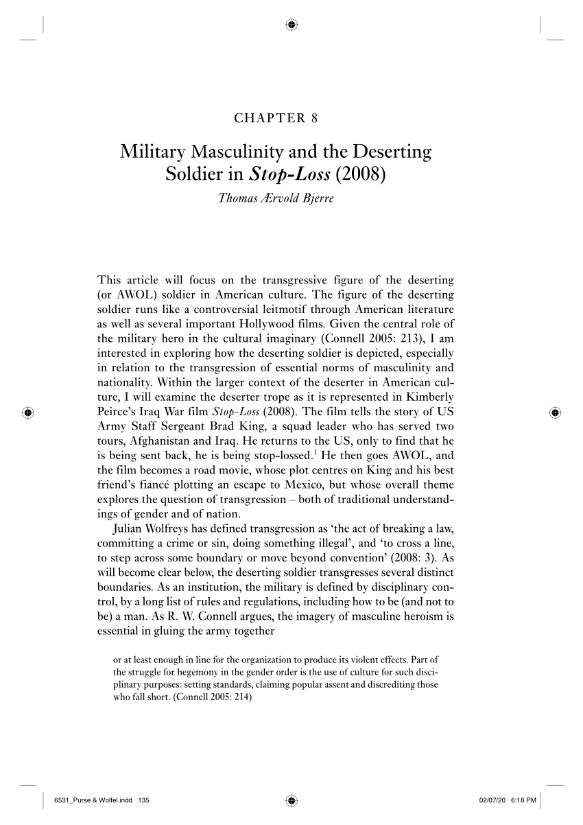 Pdf) Military Masculinity And The Deserting Soldier In Stop-Loss