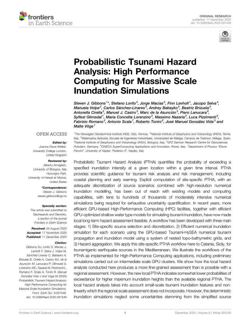 PDF) Probabilistic Tsunami Hazard Analysis: High Performance ...