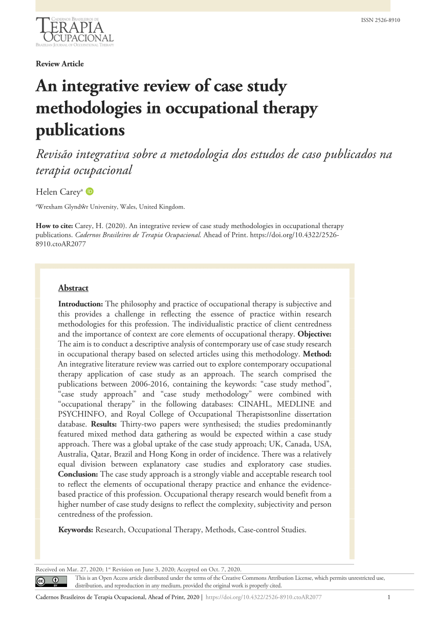 case study research in occupational therapy