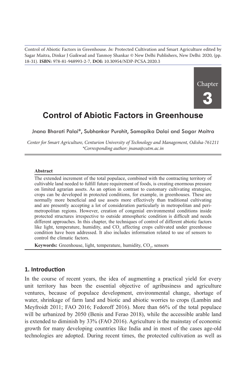 Pdf Control Of Abiotic Factors In Greenhouse