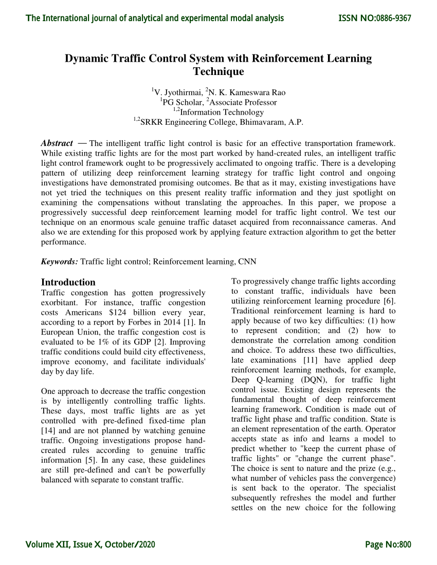 research paper on traffic control system