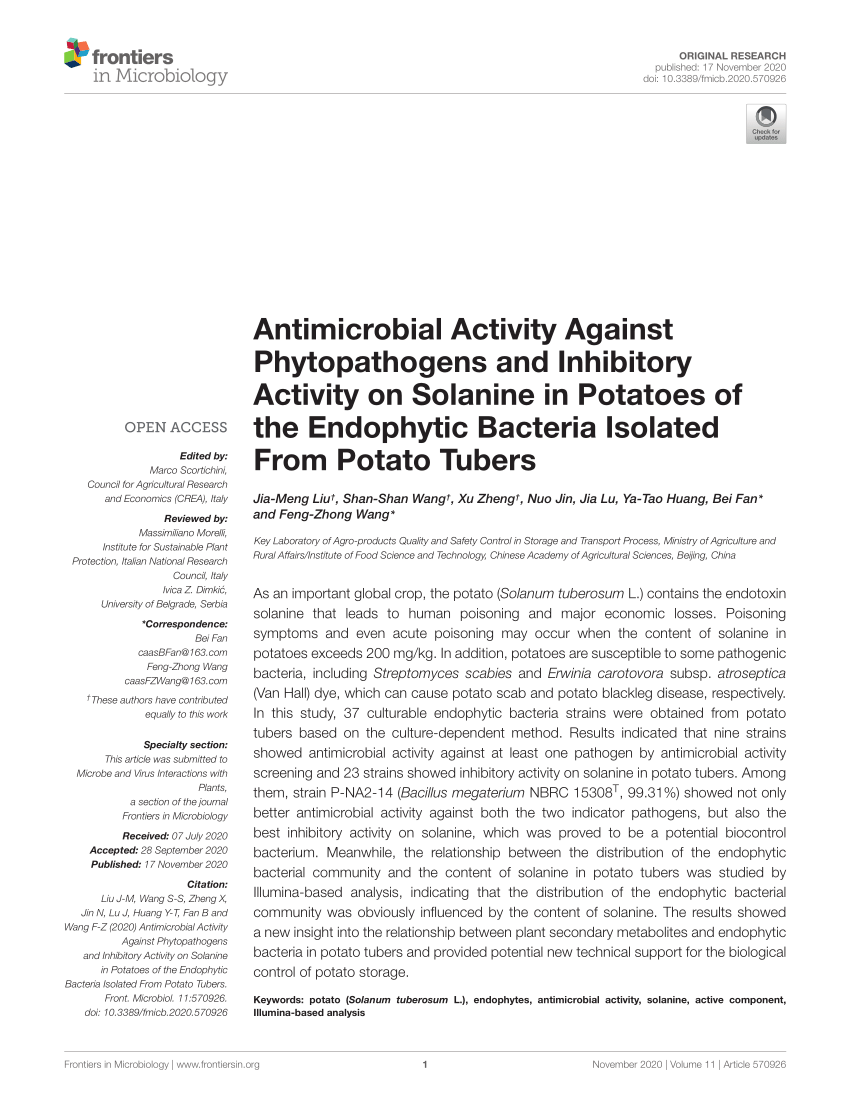 PDF) Antimicrobial Activity Against Phytopathogens and Inhibitory 