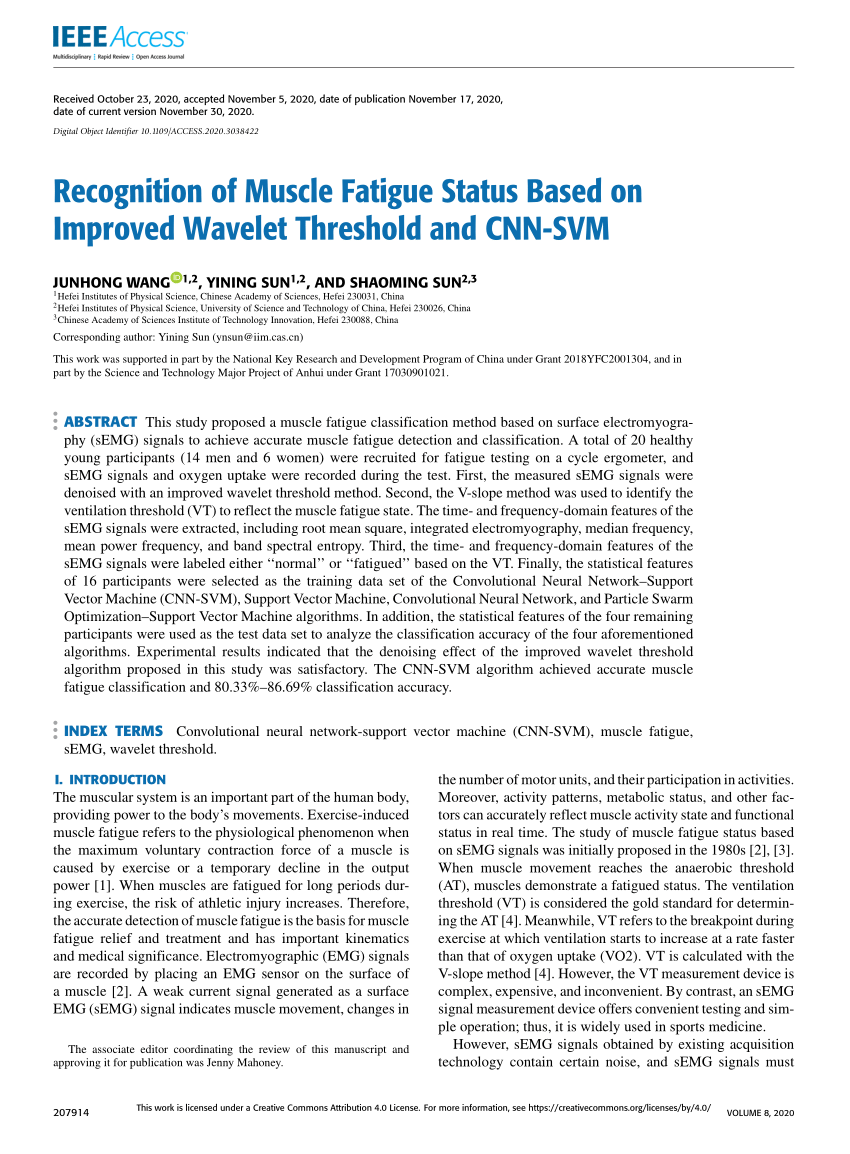 PDF) Recognition of Muscle Fatigue Status Based on Improved