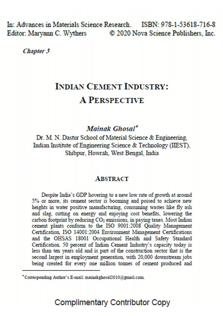 research report on cement industry in india