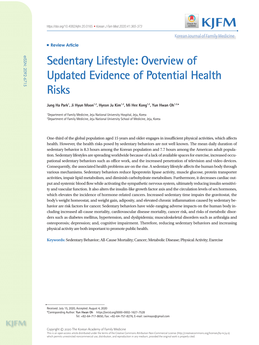 research article on sedentary lifestyle
