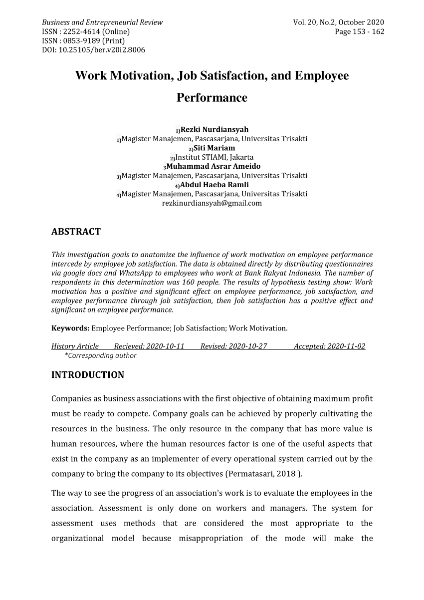 job satisfaction and employee performance thesis pdf