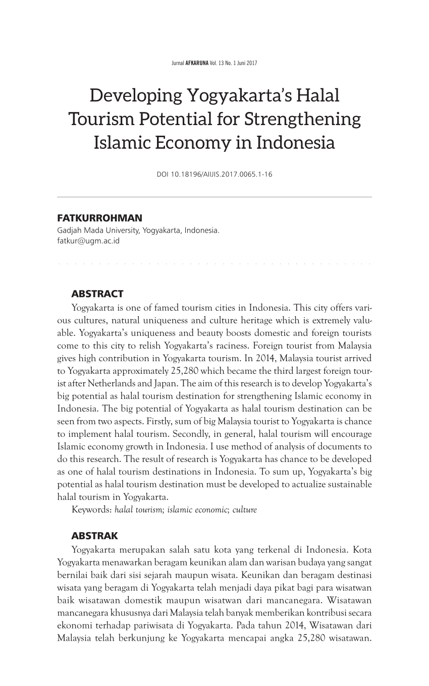 (PDF) Developing Yogyakarta’s Halal Tourism Potential for Strengthening