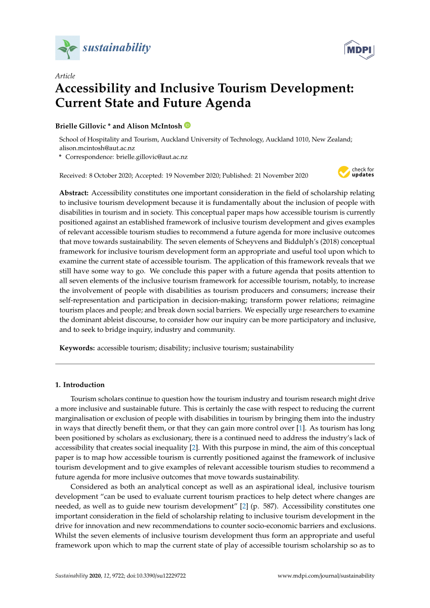 accessibility and inclusive tourism development current state and future agenda