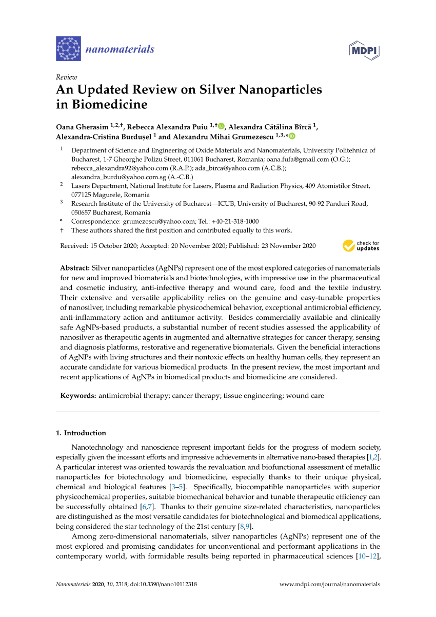 silver nanoparticles research paper pdf