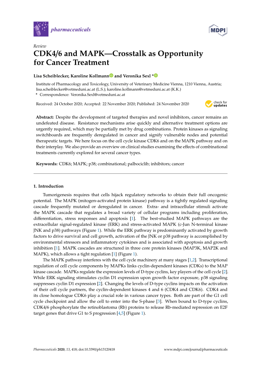 PDF) CDK4/6 and MAPK—Crosstalk as Opportunity for Cancer Treatment