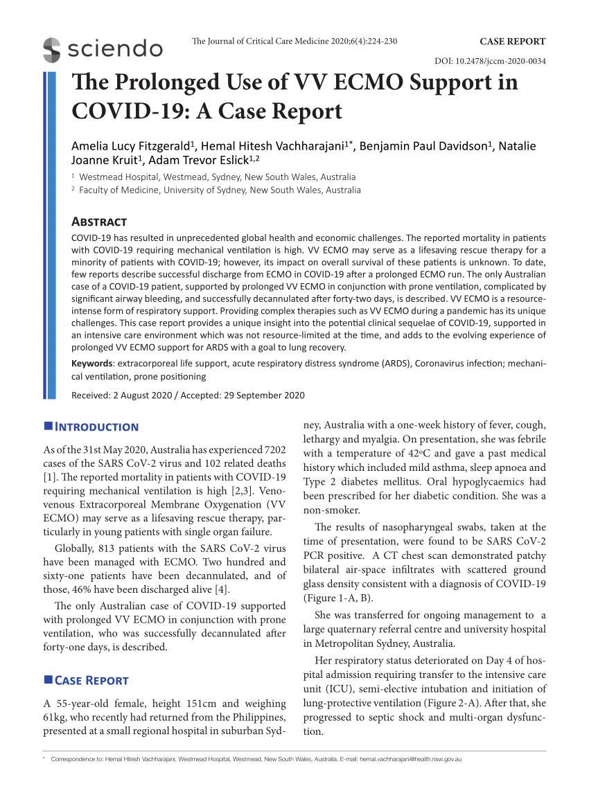 PDF) The Prolonged Use of VV ECMO Support in COVID-19: A Case Report