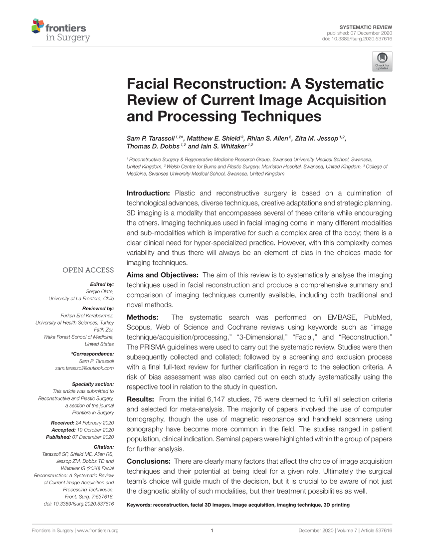 PDF) Facial Reconstruction: A Systematic Review of Current Image ...