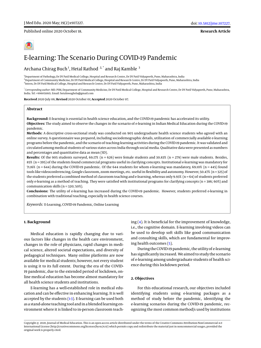 PDF) E-learning: The Scenario During COVID-19 Pandemic