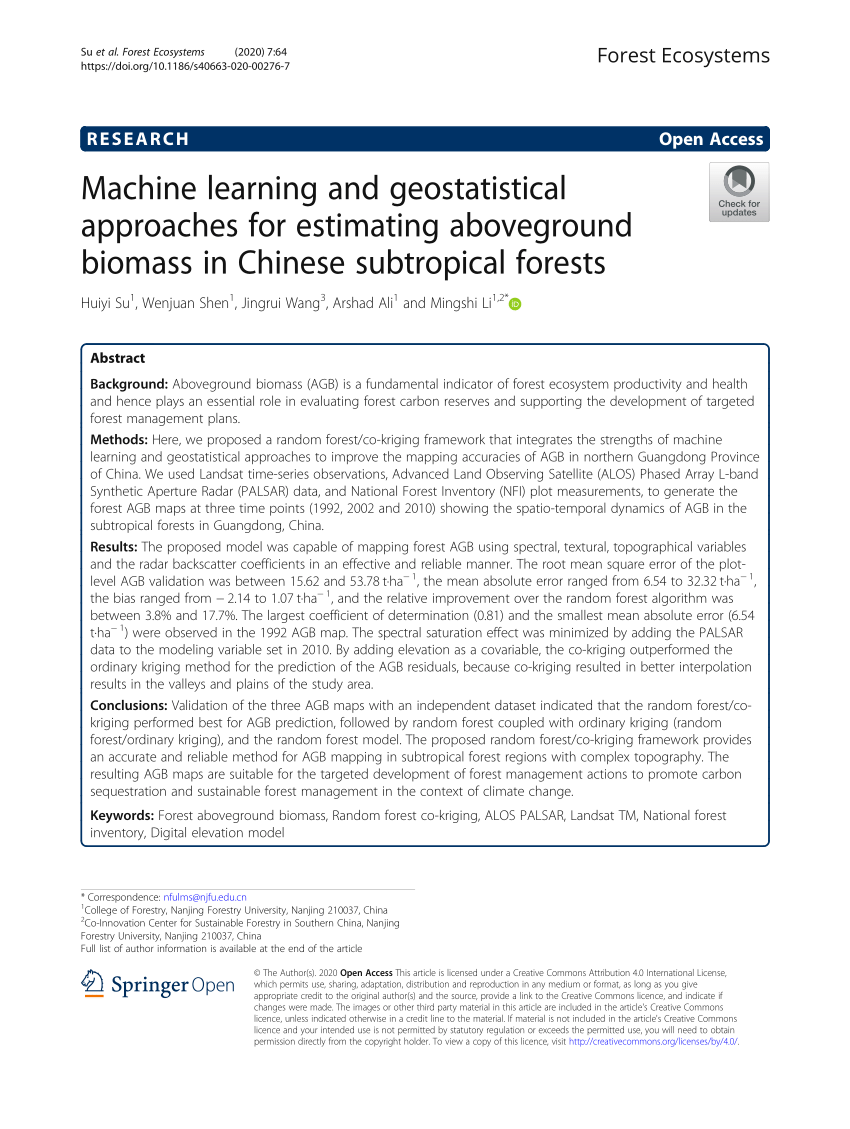 PDF) Machine learning and geostatistical approaches for estimating 