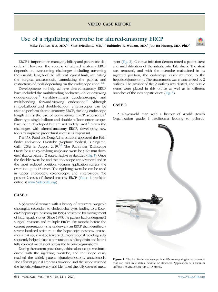 Pdf Use Of A Rigidizing Overtube For Altered Anatomy Ercp