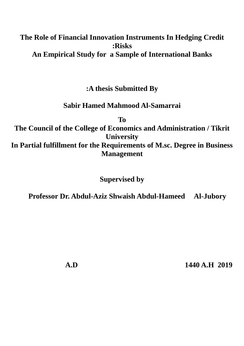thesis about financial instruments
