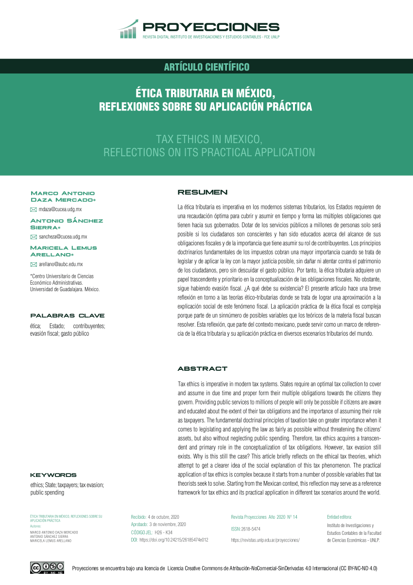 Pdf Ética Tributaria En México Reflexiones Sobre Su Aplicación Práctica