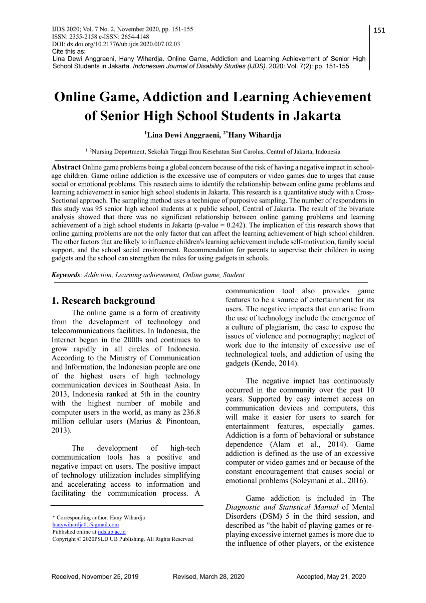 research about mobile games addiction among senior high school students
