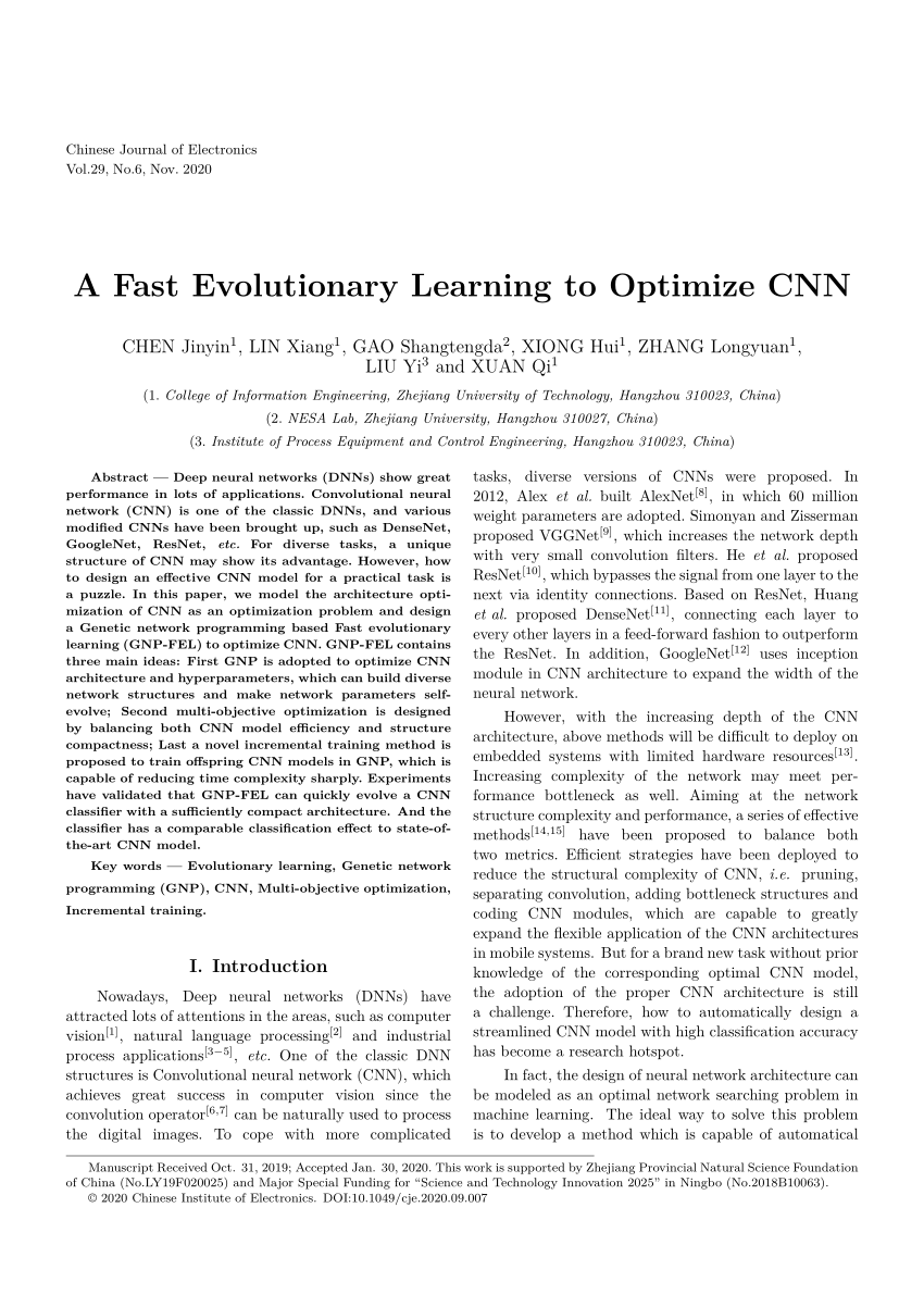 A Fast Evolutionary Learning to Optimize CNN | Request PDF