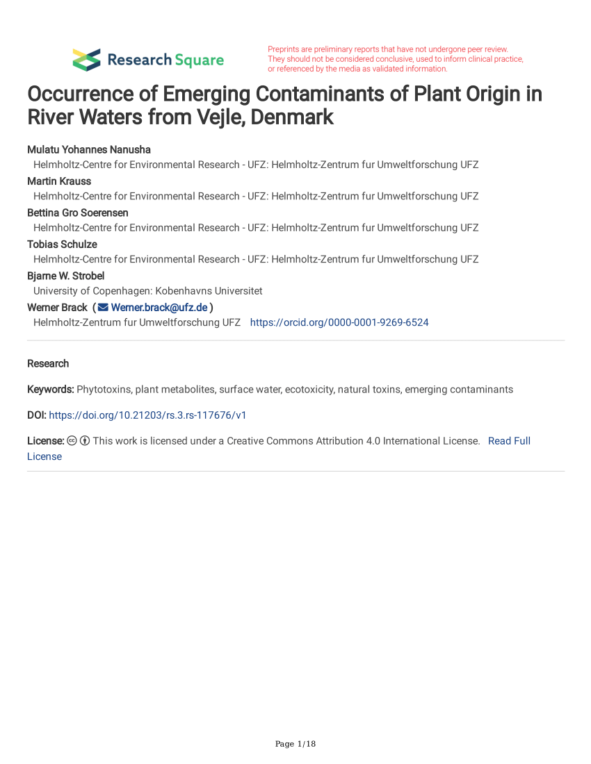 PDF) Occurrence of Emerging Contaminants of Plant Origin in River ...