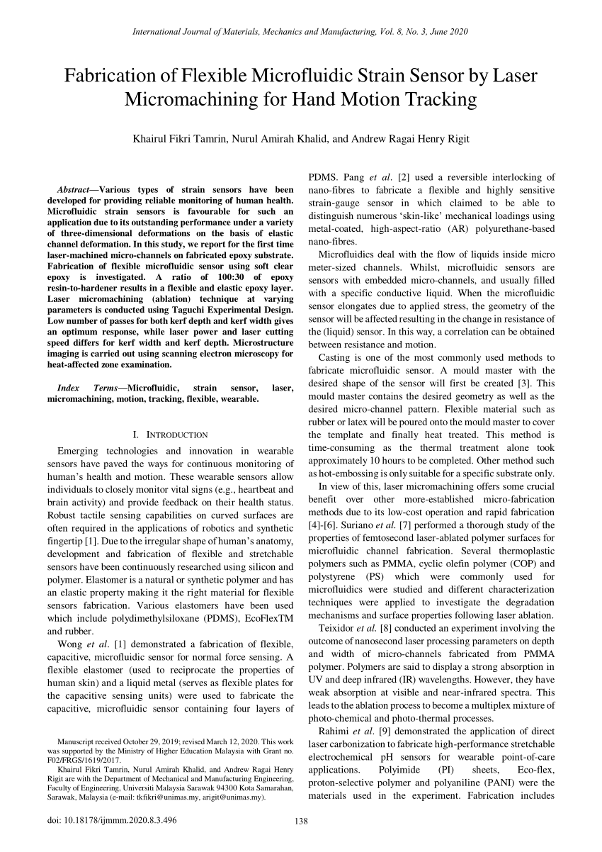 PDF) Fabrication of Flexible Microfluidic Strain Sensor by Laser 