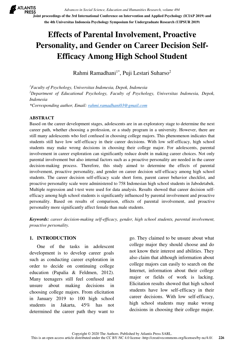 effect of parental influence on career choice research paper