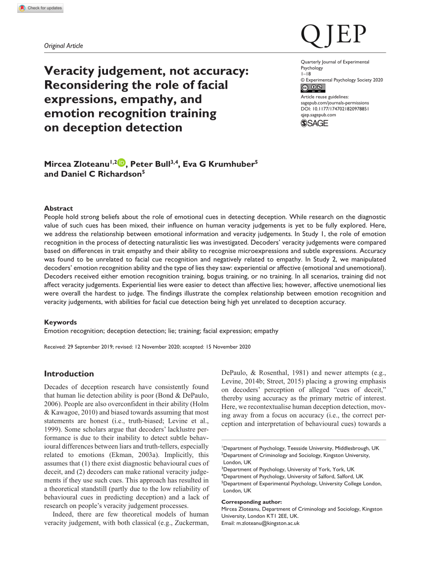 PDF) Accuracy of Deception Judgments