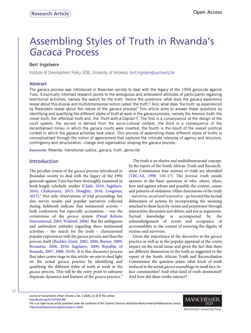 write an essay on the _gacaca_ process in rwanda