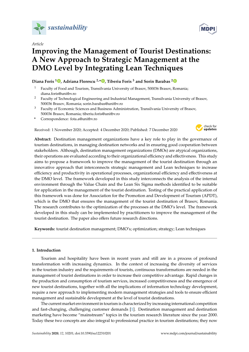 PDF) Improving the Management of Tourist Destinations: A New Approach to  Strategic Management at the DMO Level by Integrating Lean Techniques