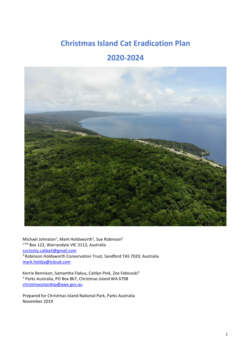 (PDF) Christmas Island Cat Eradication Plan 20202024