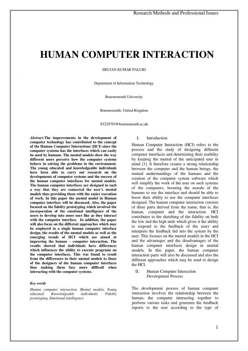 research paper on human computer interaction