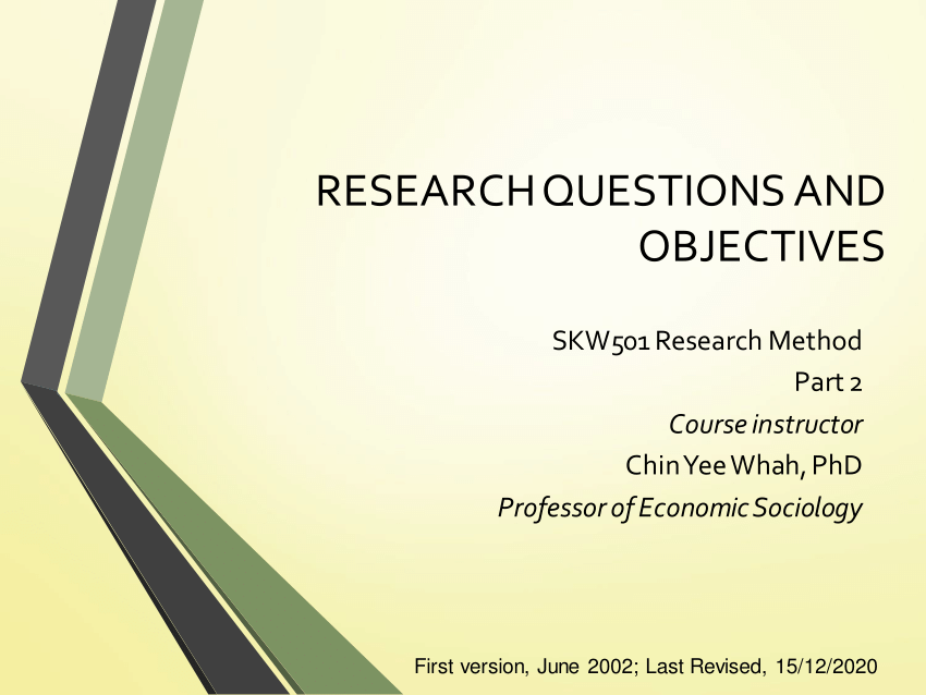 research questions and objectives pdf