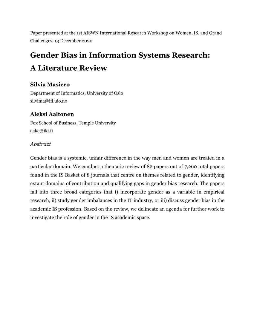 gender bias research paper