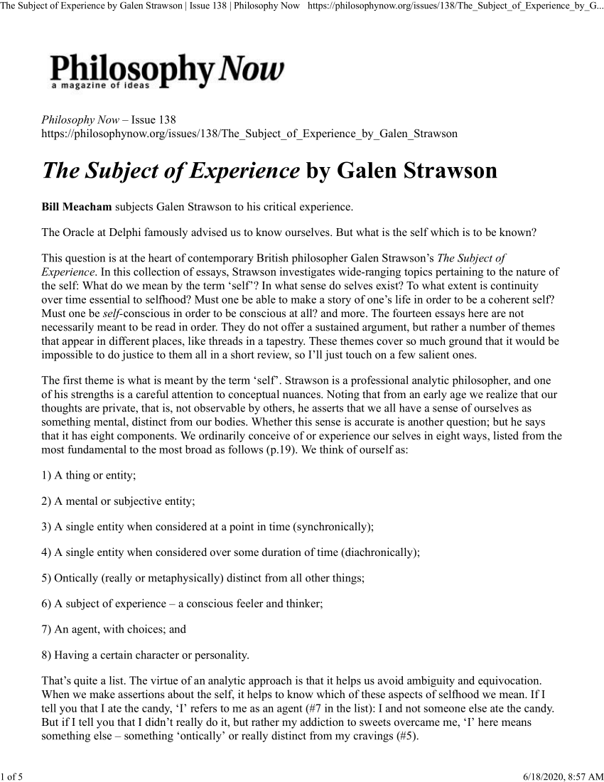 pdf-the-subject-of-experience-by-galen-strawson-book-review