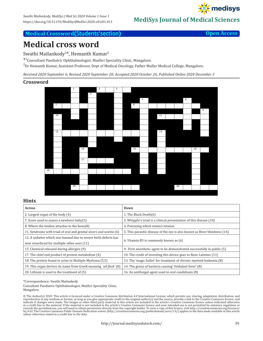 crossword for dissertation