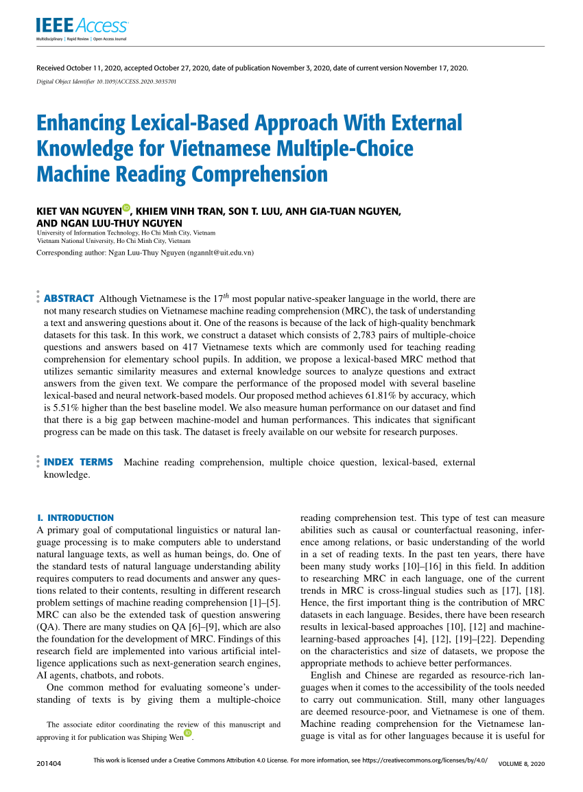 (PDF) Enhancing LexicalBased Approach With External Knowledge for Vietnamese MultipleChoice