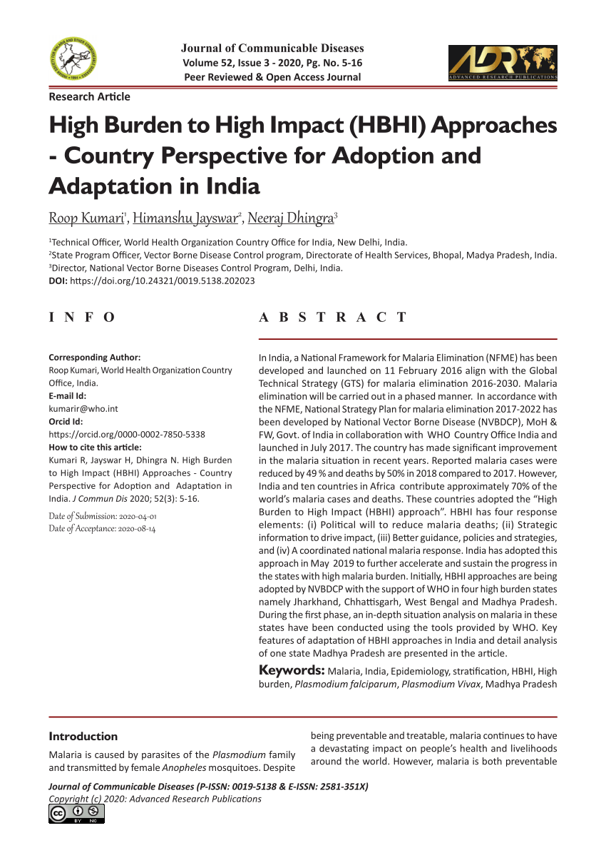 PDF) High Burden to High Impact (HBHI) Approaches - Country Perspective for  Adoption and Adaptation in India