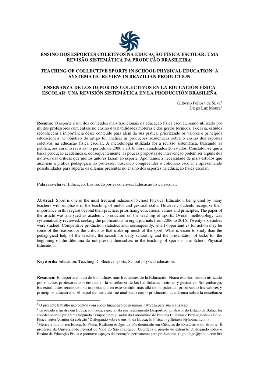 PDF) Metodologia do Ensino dos Esportes Coletivos