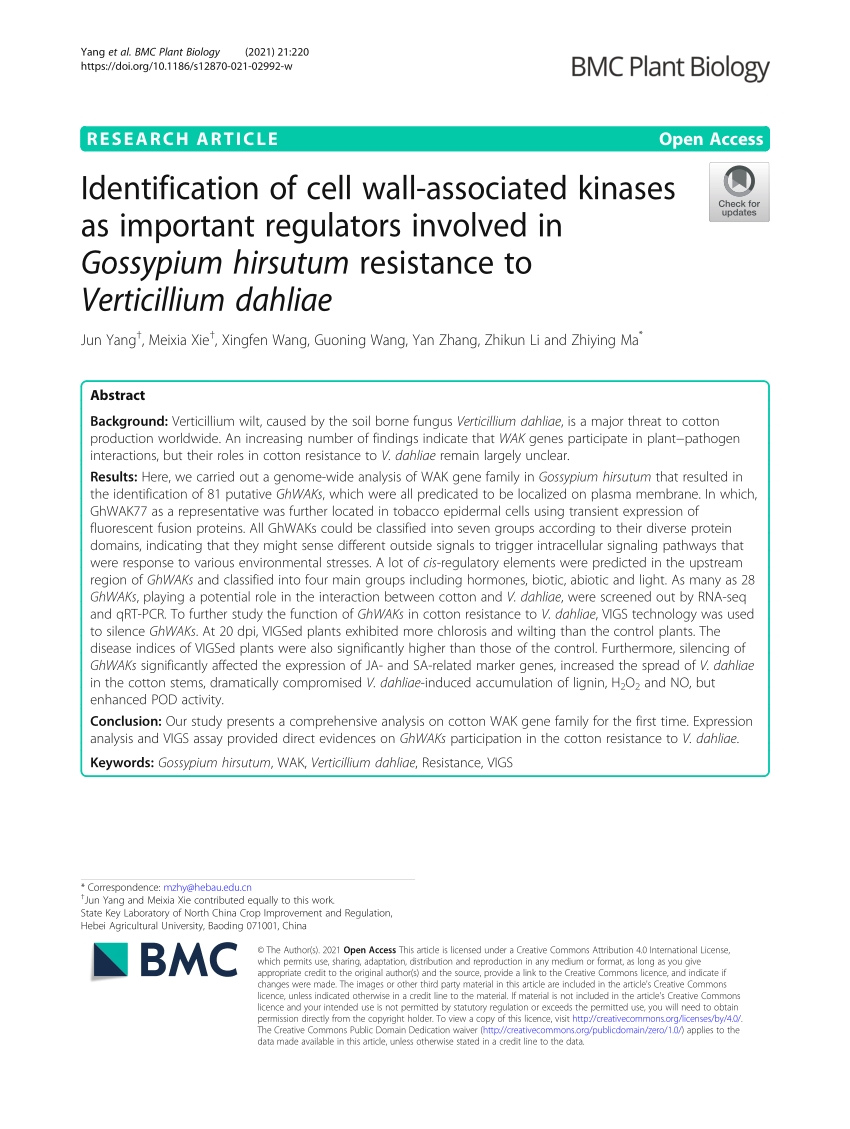 PDF) Identification of Cell Wall-Associated Kinases as Important ...