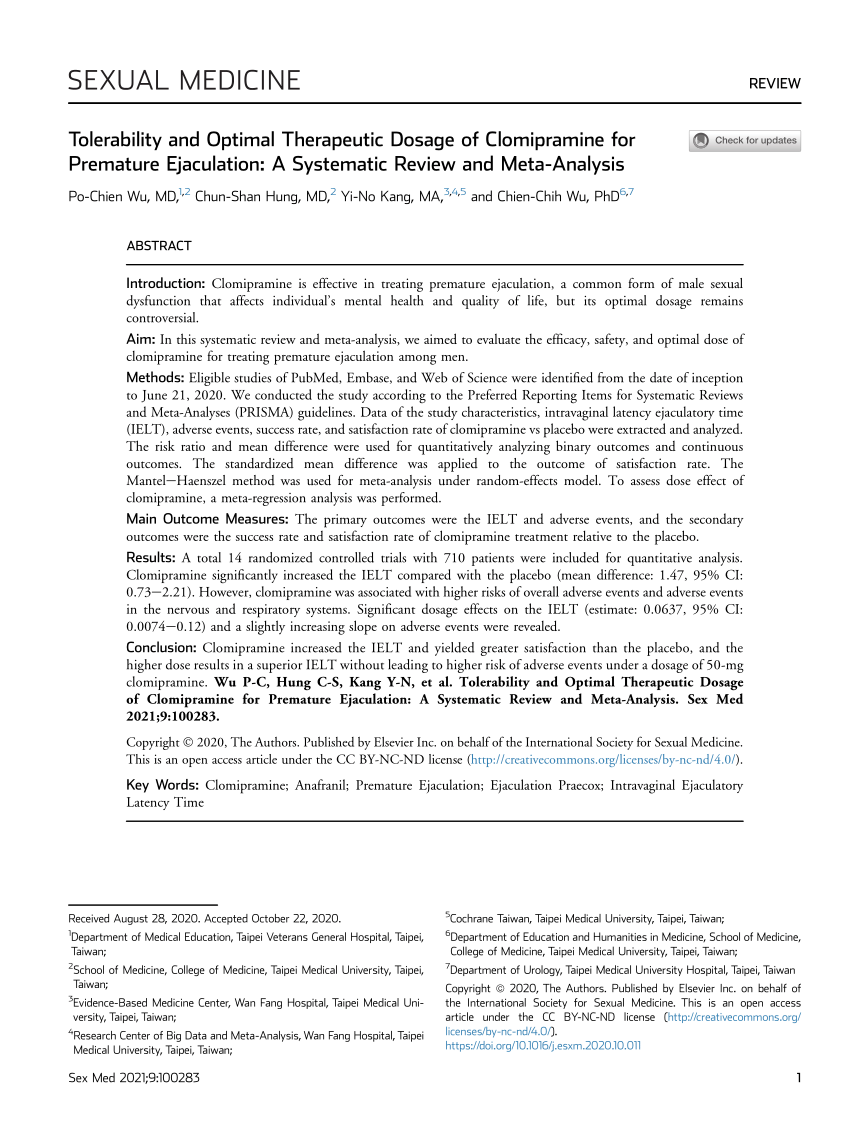 PDF Tolerability and Optimal Therapeutic Dosage of Clomipramine