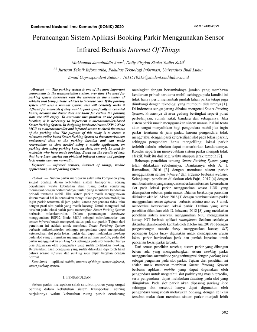 Pdf Perancangan Sistem Aplikasi Booking Parkir Menggunakan Sensor Infrared Berbasis Internet 3639