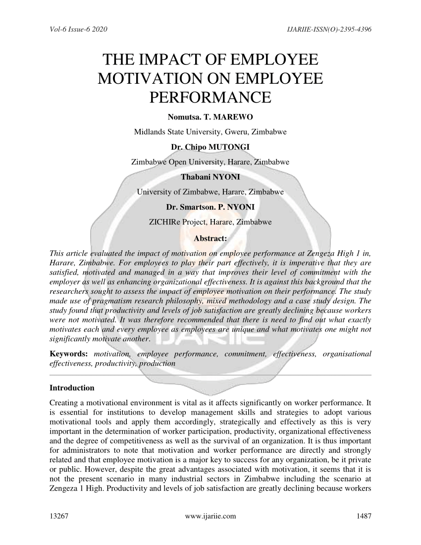 thesis on effect of motivation on employee performance