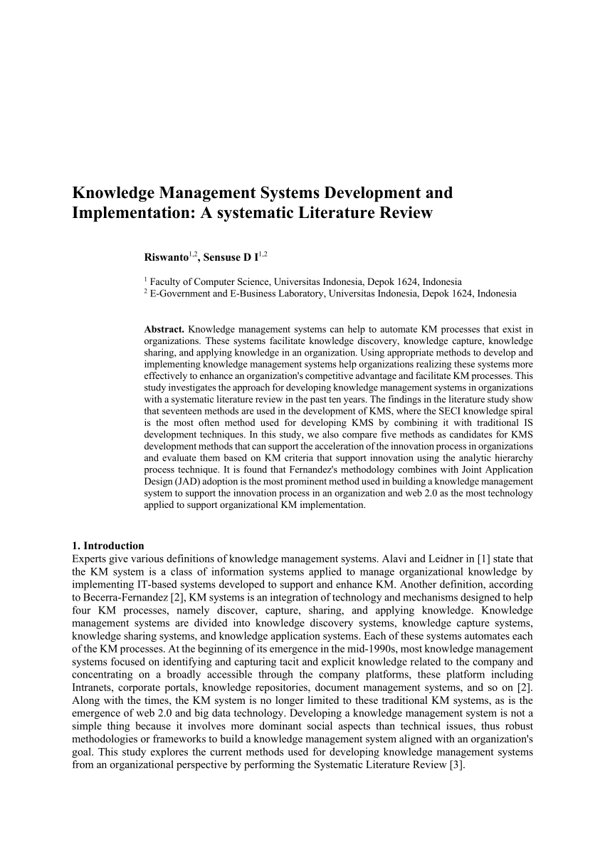 review of literature knowledge management